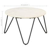 vidaXL Tavolino da Caffè Bianco 65x65x42 cm Pietra Vera Testura Marmo