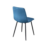 GOLDFAN Chaises Set de 4 Bleu Chaise de Salle à Manger de 4 Chaise de Cuisine Assise rembourrée en Velours Pieds en métal Stable, Bandes Bleues