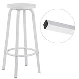 WOLTU 2 X Tabourets de Bar Bistro Tabouret Assise Rond en MDF et métal,Blanc BH237ws-2