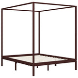 vidaXL Pin Massif Cadre de Lit à Baldaquin Lit Double Lit Adulte Lit Coffre Sommier à Lattes Chambre à Coucher Maison Intérieur Marron Foncé 160x200 cm