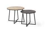 LIFA LIVING Table Basse Ronde Bois et métal Noir, Lot de 2 Tables gigognes scandinaves Hauteur 50 cm et 40 cm, Table d'appoint Industrielle pour Salon