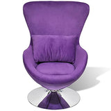 OUSEE Fauteuil pivotant en Forme d’œuf avec Coussin Violet Velours