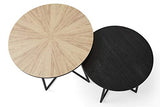 LIFA LIVING Table Basse Ronde Bois et métal Noir, Lot de 2 Tables gigognes scandinaves Hauteur 50 cm et 40 cm, Table d'appoint Industrielle pour Salon