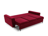 MICADONI - Canapé Convertible Moghan - 3 Places - Velours - Rouge