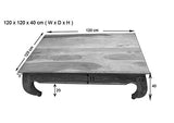 Table Basse 160x80cm - Bois Massif de Palissandre laqué - Inspiration Ethnique-Coloniale - Opium #634