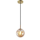 LFsem Plafonnier Simple Tête Coloré Ø15cm Globe En Verre Suspension E27 Loft Chambre Restaurant Suspension Lustre Simple Moderne (Ambre)
