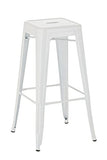 CLP Tabouret de Bar Joshua - Tabouret de Bar Industriel Empilable et Robuste - Repose-Pied Structure à 4 Pieds - Hauteur Siège 77 cm - Couleurs, Couleurs:Blanc