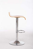 Tabouret de Bar WOOD, Réglable en Hauteur avec Repose-pied, Assise en Bois, Hauteur Assise 57-78 cm, Chaise Bar Pivotante sur 360°, Pièt, Couleur:noyer