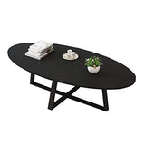 HAOXIANG Table Basse Nordique en Bois Massif, Petit Appartement Ovale Canapé Table D'appoint Maison Salon Chambre Balcon Table De Négociation, Longueur 39.4",Noir