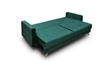 MEUBLO Canapé Convertible en Velours 3 Places Droit Pique en Tissu Scandinave Carla (Orange)