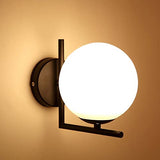 ZTTECH Applique Murale Boule en Verre Blanc, Globe en Verre Blanc avec Applique Murale à Base Noir pour Chevet (Noir)