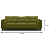 HOMIFAB Canapé 3 Places Convertibles en Velours Vert Olive - Collection Viktor