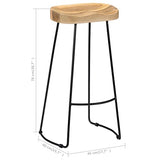 vidaXL 2X Bois de Manguier Massif Tabourets de Bar Chaise de Bar Chaise de Bistrot Chaise de Salle à Manger Chaise Haute Pub Cuisine Comptoir 45x40x78cm