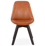 Alterego Chaise Design 'Niagara' Brune avec Pieds en Bois Noir