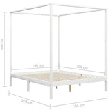 vidaXL Cadre de Lit à Baldaquin Lit Double Lit Adulte Lit Coffre Sommier à Lattes Chambre à Coucher Maison Blanc 160x200 cm Bois de Pin Massif