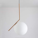 GHJA Suspension sphérique à la Mode Moderne, Suspension en Fer doré et Lustre en Verre (30 cm)