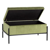 Lolahome Banc coffre en velours et métal vert de 83 x 40 x 43 cm