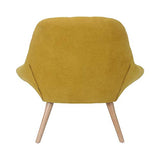 Zons MINAY Fauteuil 1 Place en Suédine Jaune Style scandinave avec Pieds en Bois
