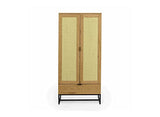 Deco In Paris Armoire penderie 2 Portes 1 tiroir en Bois métal et cannage TULLIO 80x56x172