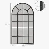 HOMCOM Miroir verrière Arche Style Industriel fenêtre Arcade métal Noir - 110 x 62 cm