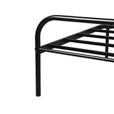 H.J WeDoo Cadre de lit en Métal Design pour 2 Personnes Cadre de Structure Métallique avec 10 Pieds en Métal et Sommier Intégré 198x142cm - Noir