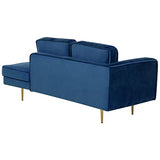 Beliani Chaise Longue Méridienne Côté Gauche en Velours Bleu Foncé pour Salon Glamour