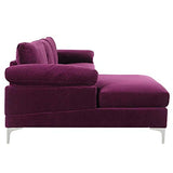 BHDesign Amanda New - Canapé d'angle Moderne 5 Personnes - Velours - Coloris Violet