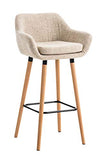 Tabouret de Bar Grant Tissu Design Scandinave I Tabouret de Bar Industriel avec Dossier et Accoudoirs I Chaise de Bar Confortable Ergonomiqu, Couleur:crème