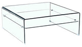 Meubletmoi Table Basse Verre trempé - Design carré avec étagère vitrée - Style Salon Moderne épuré - Ice