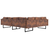 vidaXL Canapé d'angle Sofa de Salon Canapé de Bureau Sofa de Salle de Séjour Meuble de Maison Intérieur Confortable Similicuir Daim Marron