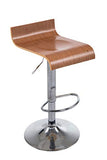 Tabouret de Bar WOOD, Réglable en Hauteur avec Repose-pied, Assise en Bois, Hauteur Assise 57-78 cm, Chaise Bar Pivotante sur 360°, Pièt, Couleur:noyer