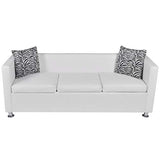 vidaXL Canapé 3 Places Similicuir Blanc Canapé de Séjour Mobilier de Salon