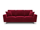 MICADONI - Canapé Convertible Moghan - 3 Places - Velours - Rouge