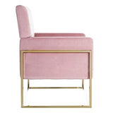 Tousmesmeubles Fauteuil Métal/Tissu Velours Rose - NOFOA - L 74 x l 67 x H 87.50 - Neuf
