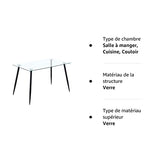 GOLDFAN Table à Manger en Verre Table Rectangulaire en Verre Table Cuisine Salon Tables de Salle à Manger avec Pieds en Métal, Noir