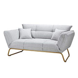 Tousmesmeubles Canapé méridienne Convertible Gris Clair/Or - PUNAUIA - L 177/235 x l 85 x H 85 - Neuf