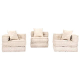 vidaXL Canap¨¦-lit modulaire ¨¤ 3 places Beige Tissu
