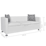 vidaXL Canapé 3 Places Similicuir Blanc Canapé de Séjour Mobilier de Salon