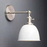 Applique murale industrielle Phansthy avec interrupteur marche-arrêt, applique murale rétro avec abat-jour en métal dôme, éclairage intérieur E27 pour cuisine chambre salon (blanc)