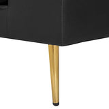 Beliani Canapé Fixe 3 Places en Cuir et Cuir PU Noir avec Pieds Dorés pour Salon au Design Moderne et Glamour