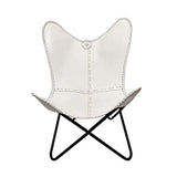 RAQI CRAFTS Chaise vintage en cuir de qualité supérieure fabriquée à la main avec cadre pliable - Chaise de salon rétro - Housse remplaçable - Blanc