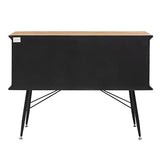 Made In Meubles Buffet vitrine en Bois de Sapin et Verre strié 4 Portes Nicole - Buffet & Vaisselier - Buffet 36 x 120 x 87.5 cm