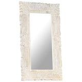 Tidyard Miroir Mural Design, Miroir Rectangulaire à Accrocher, Miroir Cadre en Bois Blanc 80x50 cm Bois de manguier Massif