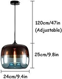 Suspension En Verre Rétro Double Couleur Globe En Verre Suspension E27 Lampes Suspendues À Tête Unique Réglable En Hauteur Pour Chambre Cuisine Île Restaurant,Vert,Pleasant63
