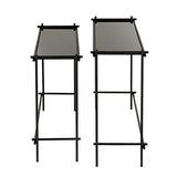 Tousmesmeubles Duo de Consoles Métal/Verre Noir - Nice - L 125 x l 38 x H 82 - Neuf
