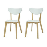 Générique Smiley Lot de 2 chaises de Salle a Manger - Bois Naturel et Blanc
