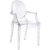 LexMod Fauteuil de Salle à Manger Casper en Plastique, Plastique, Claire, 53x56x91 cm