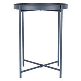 Day – USEFUL EVERYDAY Table d'appoint, table de salon, support pour fleurs, table en métal revêtu par pulvérisation, design scandinave, bleu nuit, Ø38 H50 cm, utilisation polyvalente
