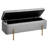 Banc Coffre EDI Gris Galet en Velours - Atmosphera créateur d'intérieur