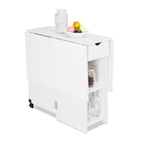 Meerveil Table à Manger Pliable, Table de Cuisine pour Petits Espaces avec 1 Tiroir et 2 Etagères de Rangement, pour Salle à Manger Cuisine, 72 x 120 x 75 cm, Blanc